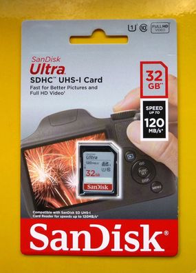 NEU: 32GB SanDisk Ultra UHS-I SDHC 120MB/s Secure Digital (SD) 32 GB