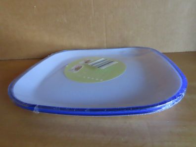 Teller Plastikteller viereckig weiß blau Kunststoffteller 2St Dario