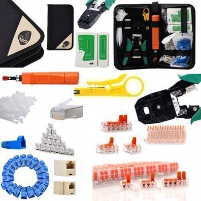 Rosfix Netzwerkwerkzeug Set 9in1 – RJ45 Crimpzange Tester | 100 Kabelbinder