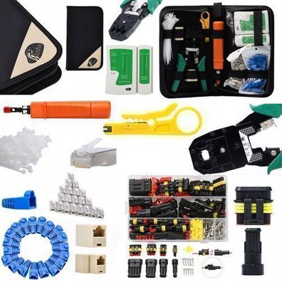 Rosfix Netzwerk Werkzeugset 9in1 – Crimpzange, Tester, 352 Verbinder IP67