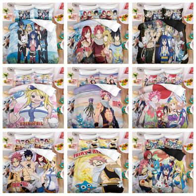 Anime Fairy Tail Bettwasche Set Cosplay Natsu Erza Scarlet Bettbezug Kissenbezug