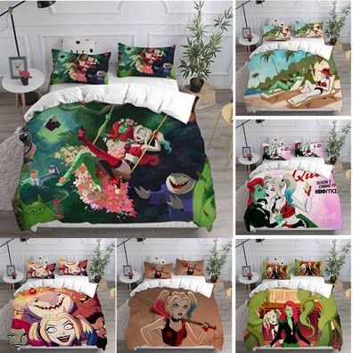 Anime Harley Quinn 3D Bettwasche Set 2/3tlg Bettbezug Kissenbezug Einzel/Doppel