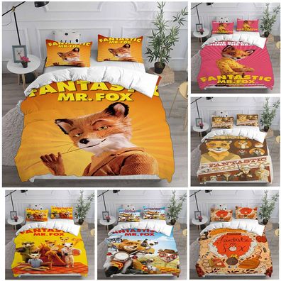 Fantastic Mr Fox Animals Kids Xmas 3D Bettbezug Bettwasche Set Kissenbezug Quilt