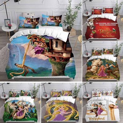 Tangled Rapunzel Flynn Rider 3D Bettdecke Abdeckung Bettwasche Set Quilt Single