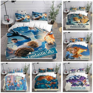 Cosplay Fantastic Four Reed Invisible Woman 3D Bettbezug Bettwasche Set Quilt