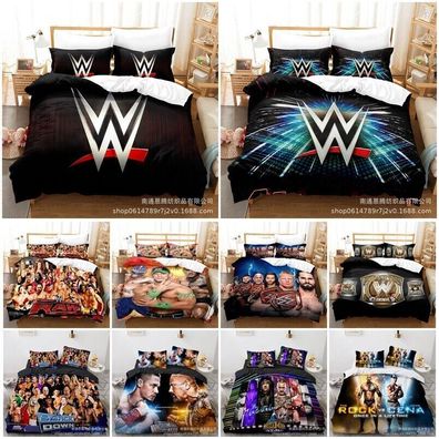 WWE Wrestling Bettbezug Kissenbezuge Deckenbezug Bettwasche-Set Single Double