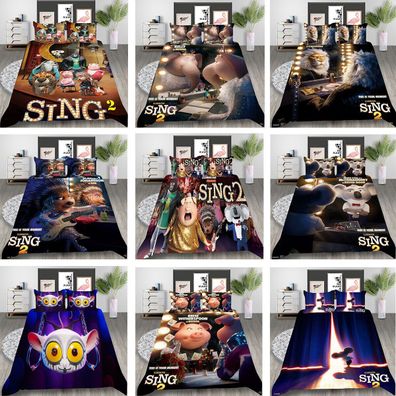 Sing 2 Buster Rosita Bettbezug Kissenbezuge 2/3pcs Bettwasche-Set Single Double