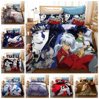 Manga Inuyasha 3D Bettbezug Kissenbezuge 2/3pcs Bettwasche-Set Single Double