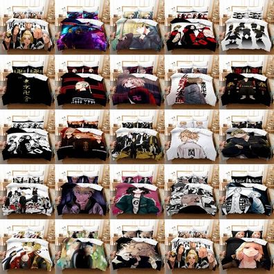 Tokyo Revengers 3D-Druck Bettbezug Kissenbezuge Bettwasche-Set Single Double