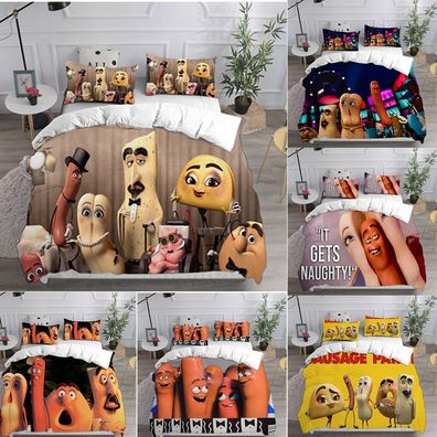 Sausage Party 3D-Druck Bettbezug Kissenbezuge 2/3pc Bettwasche-Set Single Double