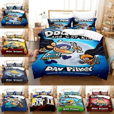 DOG MAN 3D-Druck Bettbezug Kissenbezuge Deckenbezug Bettwasche-Set Single Double