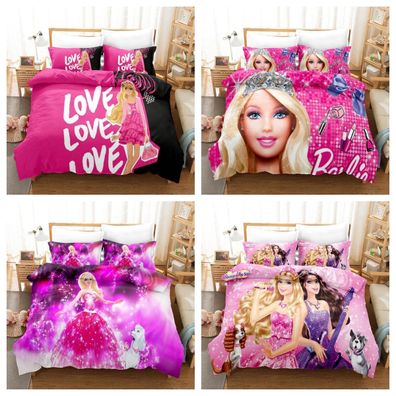 3D Barbie Prinzessin Bettbezug Set Kinder Bettwasche Set Einzel Doppel Geschenk