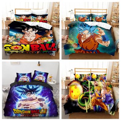 Jungen 3D Dragon Ball Bettbezug Set Bettwasche Set Kissenbezug Einzel Doppel Neu