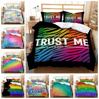 Regenbogen LGBT Bettwasche Set Kissenbezuge 80x80 Geschenke Bettbezug 135x200