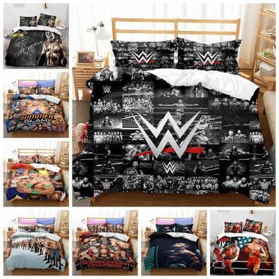 2/3tlGeschenk Bettwasche Set WWE-Wrestling Kissenbezug Bettbezug 135x200 OL