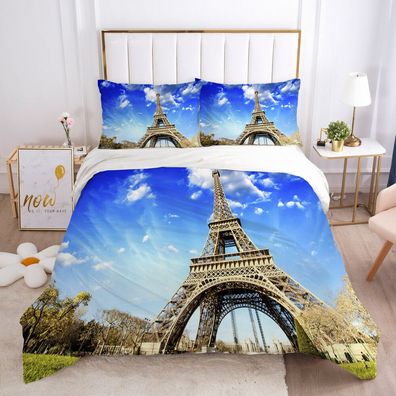 Olympiade in Paris Bettwasche Set Kissenbezuge 80x80 Anpassbar Bettbezug 135x200