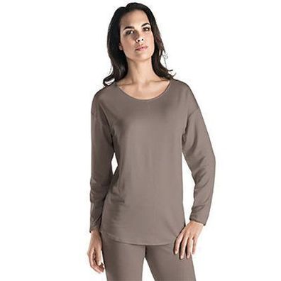 Hanro Damen Lounge Shirt Chelsea Langarm Lyocell atmungsaktiv weich dusty olive