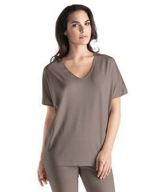 Hanro Damen Lounge T Shirt Chelsea Lyocell atmungsaktiv leicht V Ausschnitt dusty oli