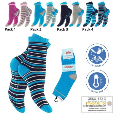 2 Paar Kinder ABS Thermosocken Vollfrottee Stoppersocken Haussocken Antirutsch Socken