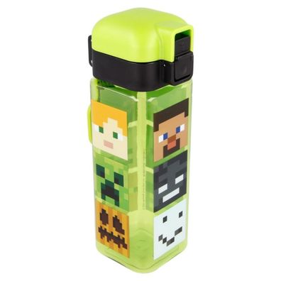 Minecraft Trinkflasche eckig 550 ml Wasserflasche mit Sicherheitsverschluss und