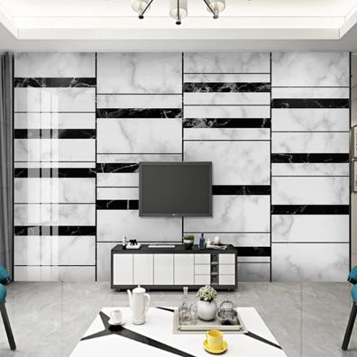 Fototapete Abstrakte - Geometrische Linien Schwarz Weiß Marmor 10467