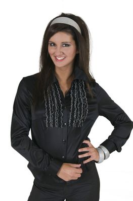 Rüschenbluse schwarz Damen - Größe: 36/38