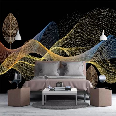 Fototapete Modern - Goldene Blätter & Geometrie Hintergrund Luxus 10500