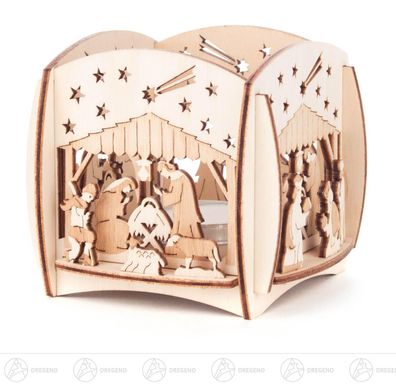 Teelichthalter Christi Geburt BxHxT 8,5 cmx8 cmx8,5 cm NEU Erzgebirge