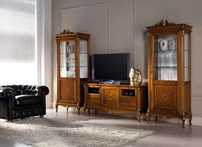 Wohnzimmer 2x Vitrine Wohnzimmer Schränke Design tv Modern Vitrinen Set 3tlg