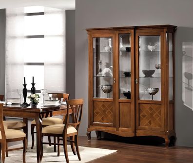 Vitrine Holz Luxus Schränke Klassische Anrichte Schrank Möbel Italienische Braun