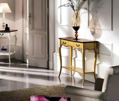 Konsolentisch Konsole Holzkonsole Tisch Flur Wandtisch Möbel Gelb Holz Möbel Neu