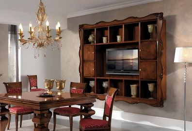 Wohnwand Schrank Vitrine Holz Wohnzimmer Möbel TV Schrankwände Design Vitrinen