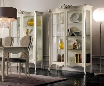 Vitrine Massiv Holz Möbel Glas Schrank Schränke Vitrinen Wohnzimmer Anrichte Neu