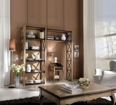 Bücherschrank Tisch Regal Schrank 2tlg Büro Einrichtung Massiv Holz Schreibtisch