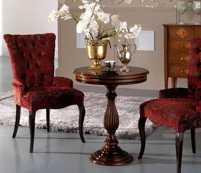 Wohnzimmer Lehn Stühle Luxus Sessel Stuhl Holz Braun Italienische Möbel Polster