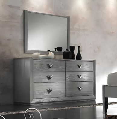 Kommode Spiegel Garnitur Holz Designer Kommoden Schrank Regal Italien Set 2tlg