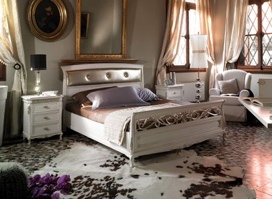 Schlafzimmer Möbel Einrichtung 3tlg. Set Komplett Bett Nachttischen Italien Neu