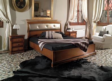 Bett Doppelbett Vaccari cav giovanni Massivholz Schlafzimmer Design Möbel Neu