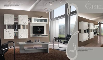 Wohnwand Wandschrank Regal Wohnzimmer Holz Schränke Vitrine Wand Regale Italy