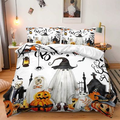 Halloween Bettwasche Set 09 Cartoon Geist Bettdeckenbezug Kissenbezuge80x80
