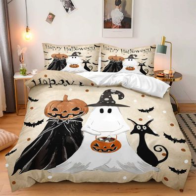 Halloween Bettwasche Set 06 Cartoon Geist Bettdeckenbezug Kissenbezuge80x80