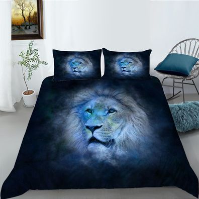 Blue Sky Lion Head 3D-Druck Kinder Erwachsene Jungen Bettwasche Set 80x80 cm OL