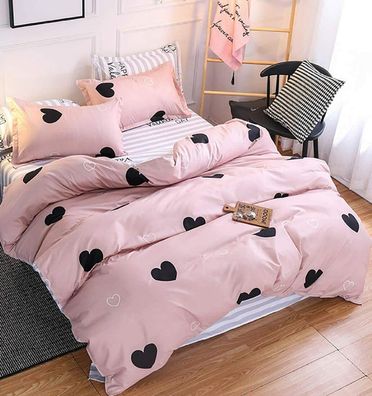 Kinderbettwasche 135x200 Madchen Rosa Sub Herzen Motiv Bettbezug mit Kissenbezug