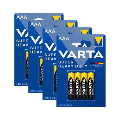 4x Varta Super Life Micro AAA LR3 1,5V Zink Kohle Batterie Super Heavy Duty