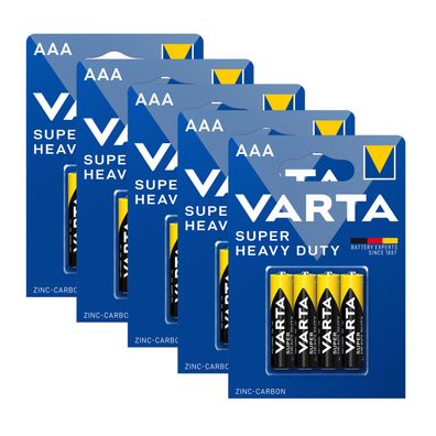 5x Varta Super Life Micro AAA LR3 1,5V Zink Kohle Batterie Super Heavy Duty