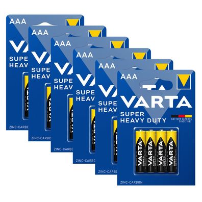 6x Varta Super Life Micro AAA LR3 1,5V Zink Kohle Batterie Super Heavy Duty