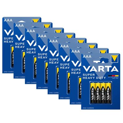 8x Varta Super Life Micro AAA LR3 1,5V Zink Kohle Batterie Super Heavy Duty
