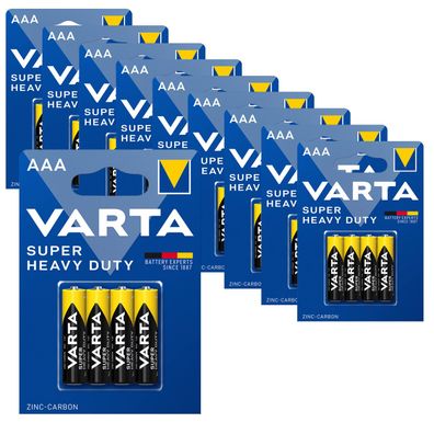 10x Varta Super Life Micro AAA LR3 1,5V Zink Kohle Batterie Super Heavy Duty