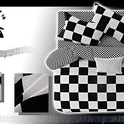 Bettwasche Set135x200 Schwarz Weib Kariert Microfaser Bettbezug Kissenbezug OL