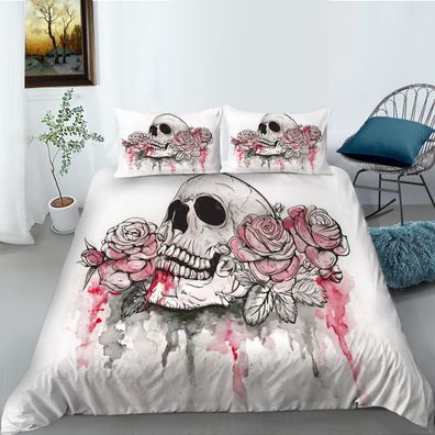 Heibe Verkaufende Blut-Rosen-Schadel-erwachsene Bettwasche Set Kissenbezug 80x80